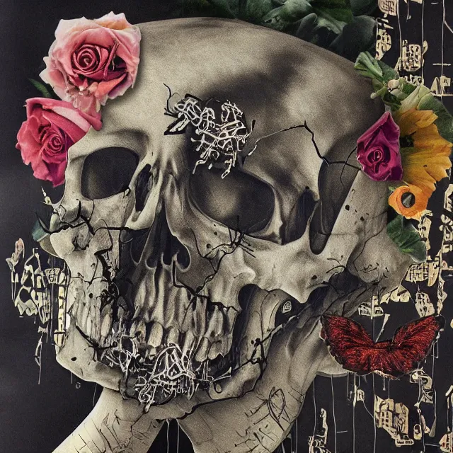 Prompt: death, collage art, highly detailed