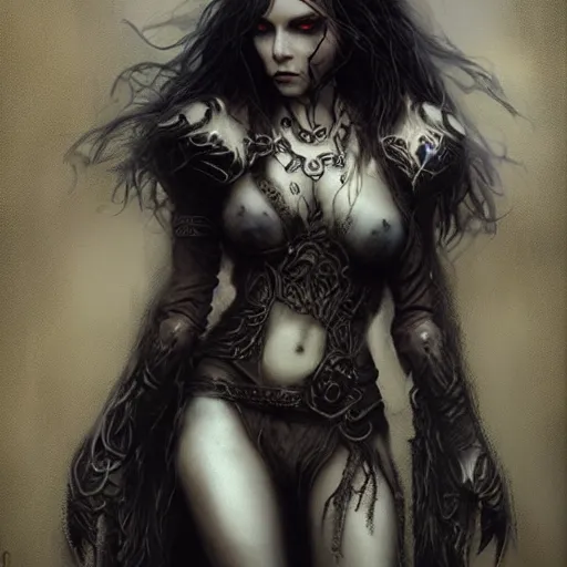 Image similar to kerli koiv, celtic witch, darkwave, darksynth, character portrait, sharp, digital matte painting, art by luis royo, greg rutkowski, wlop, dramatic lighting, trending on artstation