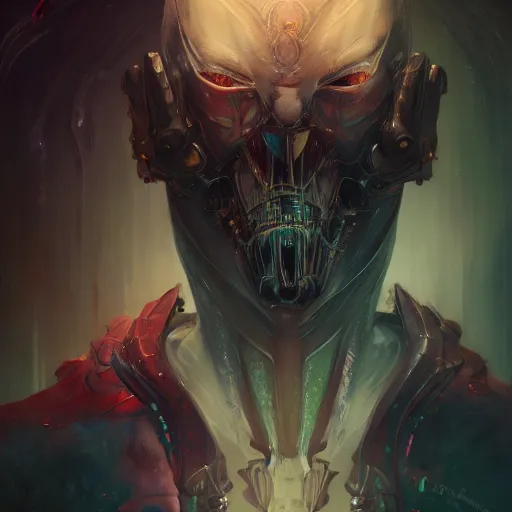 Image similar to a portrait of a sinister cybernetic duke of hell, cyberpunk concept art by pete mohrbacher and seb mckinnon and beksinski and josan gonzales, digital art, highly detailed, intricate, sci-fi, sharp focus, Trending on Artstation HQ, deviantart, unreal engine 5, 4K UHD image