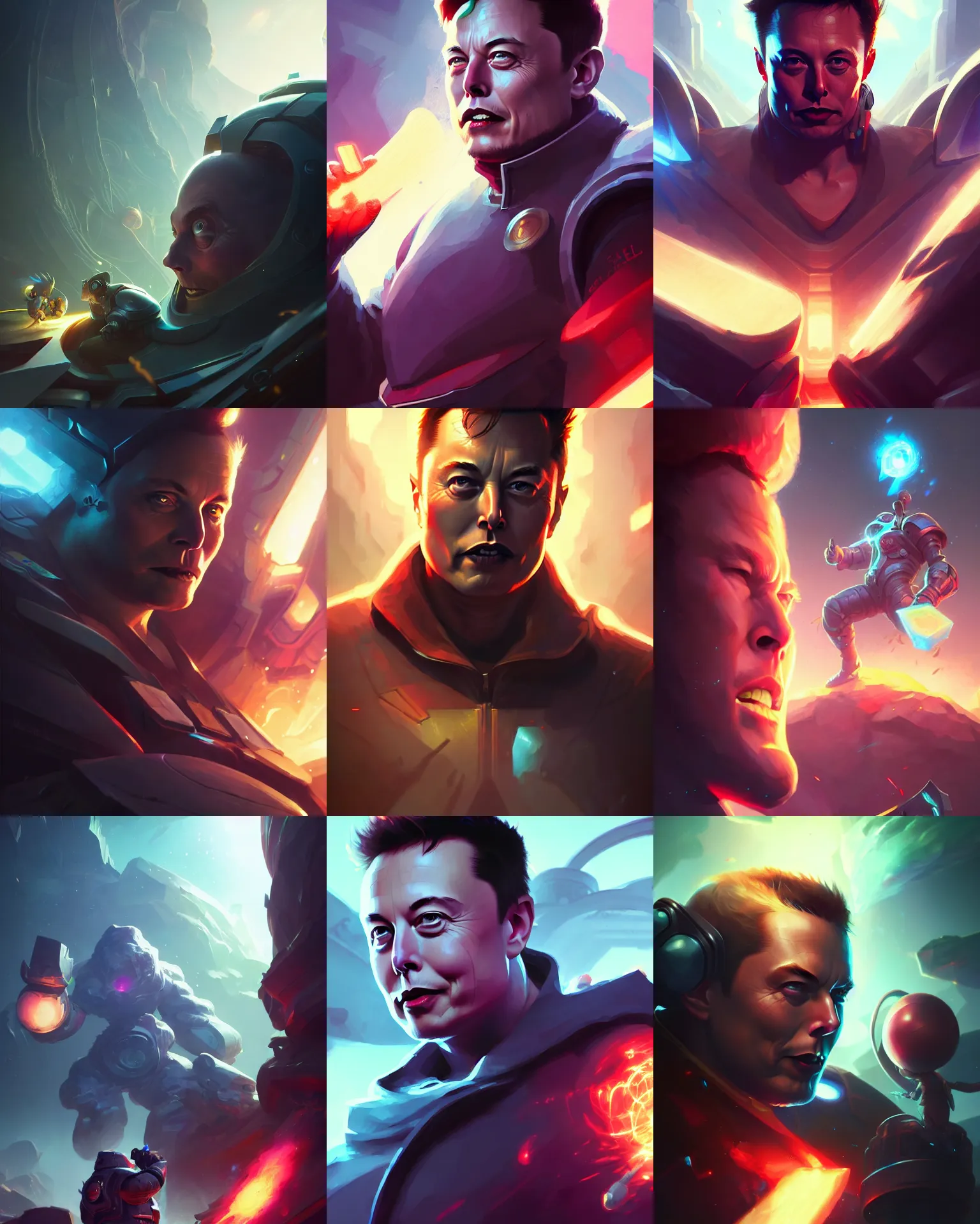 Prompt: Elon Musk as a League of Legends champion, medium shot close up, details, sharp focus, illustration, by Jordan Grimmer and greg rutkowski, Trending artstation, digital Art