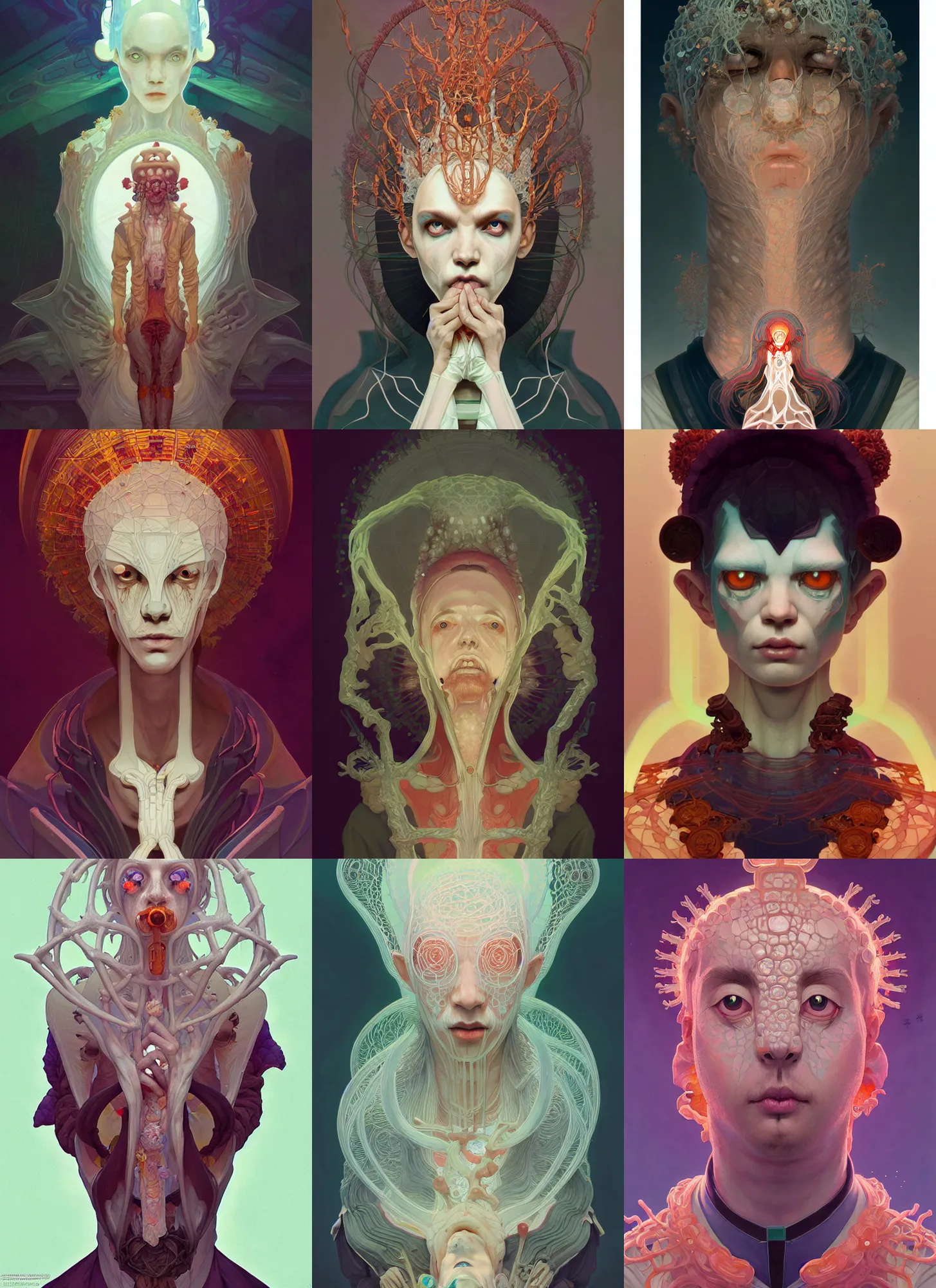 Prompt: symmetry!! rpg! portrait of a weird! fungus priest, intricate, highly detailed, digital painting, artstation, concept art, smooth, sharp focus, illustration, art by hsiao - ron cheng and ivan albright and conrad roset and aaron jasinski and artgerm and greg rutkowski and alphonse mucha, 8 k