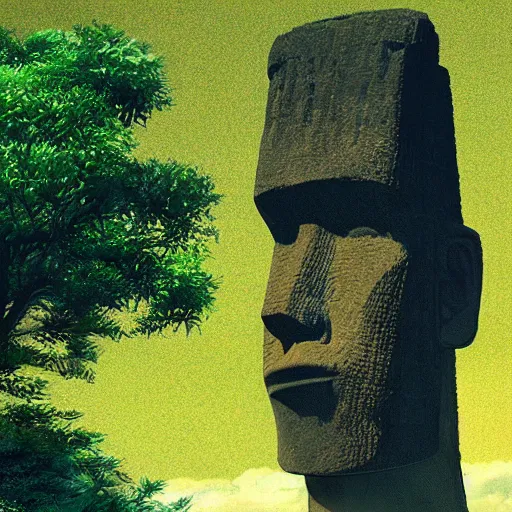 Image similar to makoto shinkai easter island head