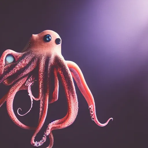 Image similar to closeup studio photograph of an octopus holding an iphone, dramatic lighting, edited in photoshop