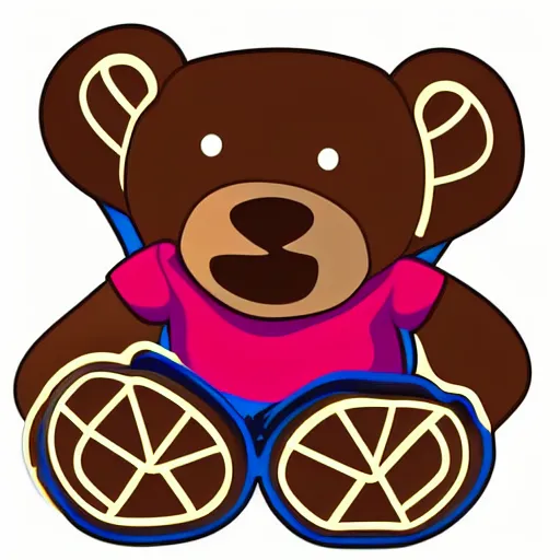 Image similar to Skater teddy bear, sticker, highly detailed, colorful, illustration, drama, smooth and clean vector curves, no jagged lines, vector art, smooth