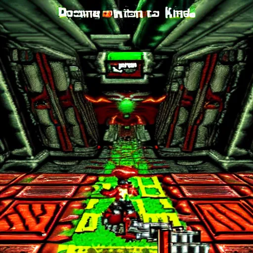 Image similar to bossfight against the flyagaric King, doom perspective, nintendo 64 style