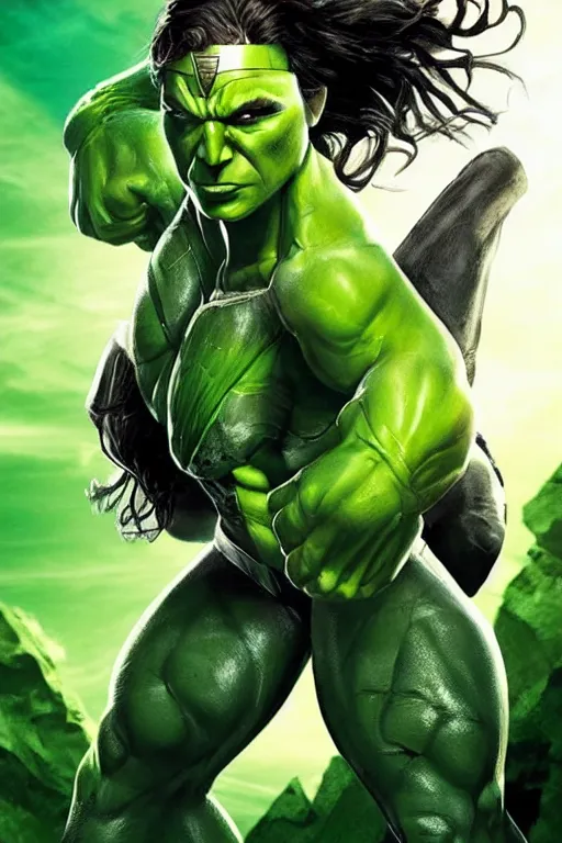 Image similar to gal gadot as the hulk, illustrated movie poster