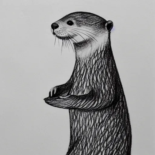 Image similar to an otter in a dress, pencil drawing