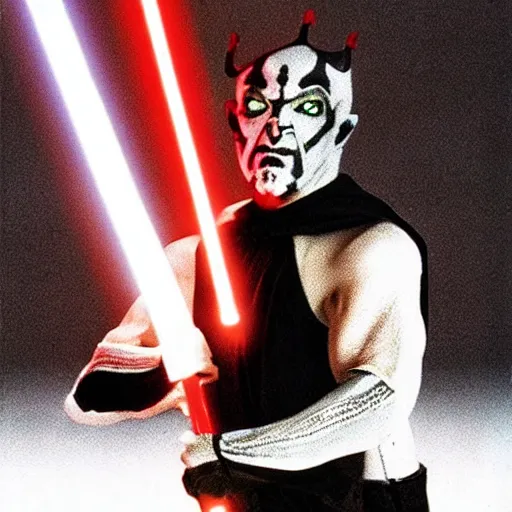 Prompt: darth maul as light side jedi, heroic