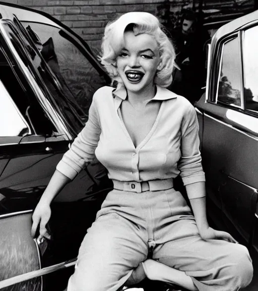 Image similar to 1960s color photograph of Marilyn Monroe no makeup, casual setting, getty image, candid moment, kodak film