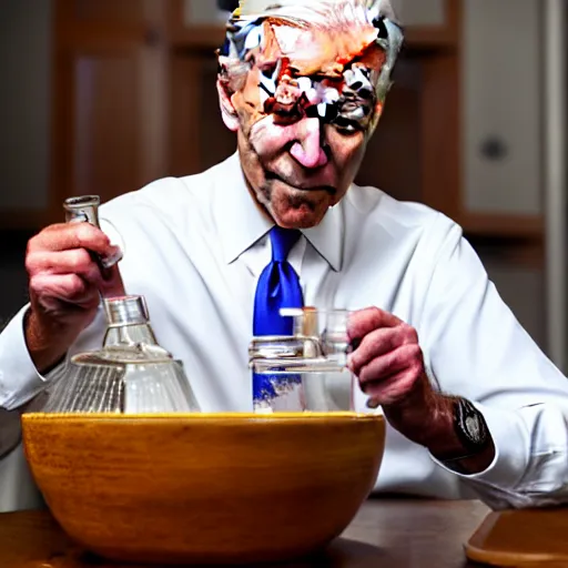 Image similar to joe biden doing chemical experiment