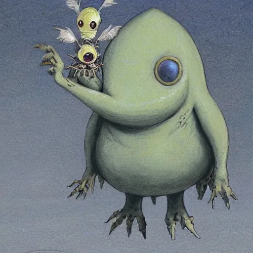 Prompt: maggot digimon yugioh creature by shaun tan, style of john kenn mortensen