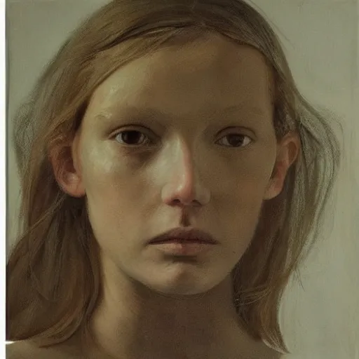 Prompt: portrait of a beautiful girl by Vanessa Beecroft and Andrew Wyeth