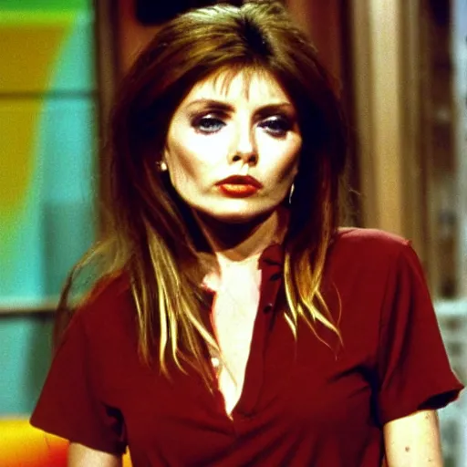Image similar to high quality still of young Debbie Harry guest starring on the late 1990s TV show That 70s Show