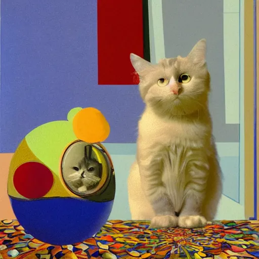 Image similar to autumn technological modern stream sphere birman cat scrapbook vein yeast , by Camille-Pierre Pambu Bodo and Andy Warhol and Johannes Vermeer , cyberpunk , Hyperrealism , fauvist