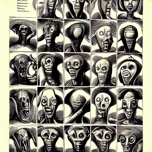 Prompt: aliens from the second edition of barlowe's guide to extraterrestrials