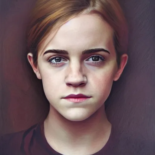 Prompt: portrait of the daughter of rupert grunt and emma watson as a young woman, hyperdetailed, hyperrealism.