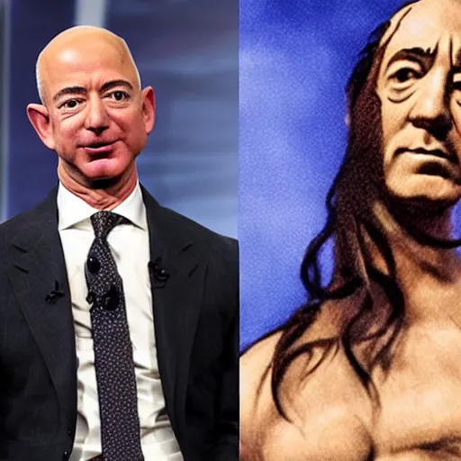 Image similar to jeff bezos as an angry roman god