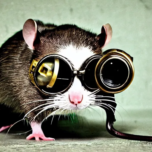 Image similar to a rat with steampunk googles, by Allie brosh