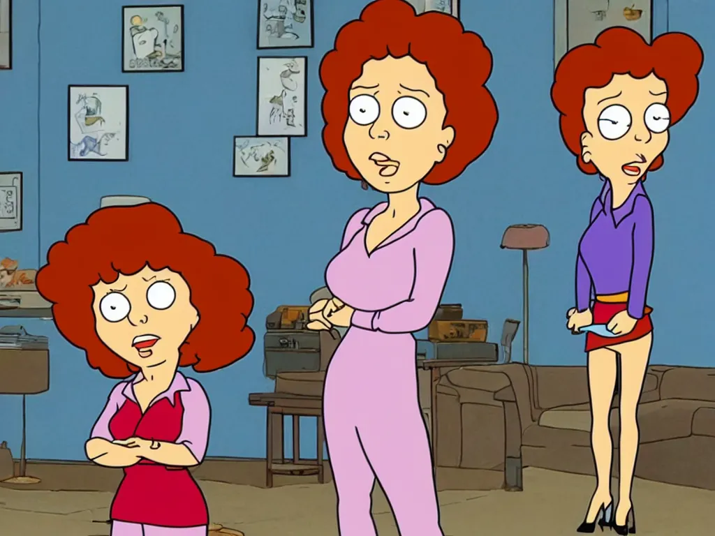 Prompt: lois griffin in an episode of seinfeld, 9 0 s sitcom