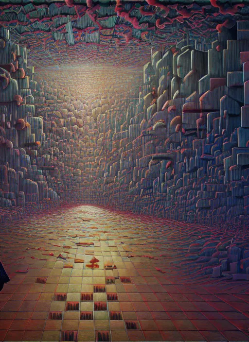 Prompt: hyper detailed 3d render like an Oil painting - Mark Zuckerberg lost in virtual reality by Jacek Yerka, Mariusz Lewandowski, Houdini algorithmic generative render, Abstract brush strokes, Masterpiece, Edward Hopper and James Gilleard, Zdzislaw Beksinski, Mark Ryden, Wolfgang Lettl, hints of Yayoi Kasuma, octane render, 8k