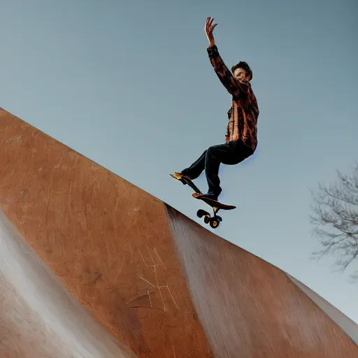 Image similar to man skateboarding on a giant nose, photography,