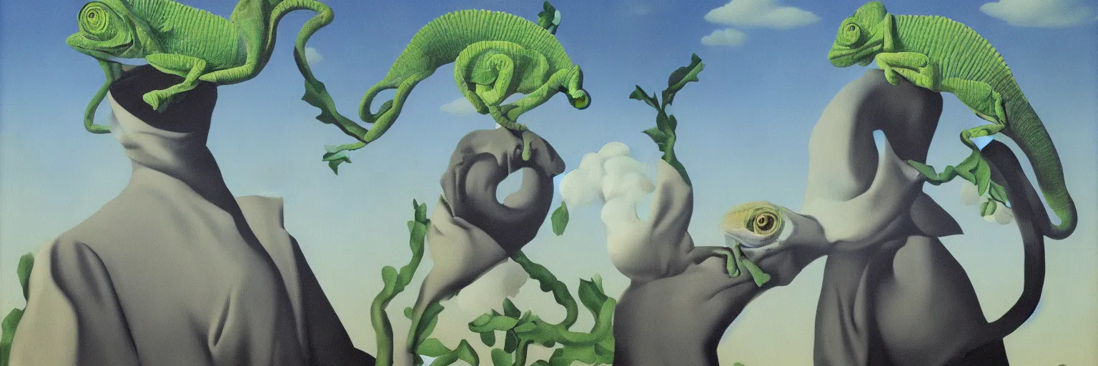 Prompt: chameleon painting magritte