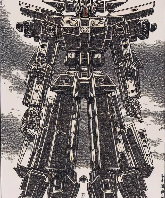 Image similar to symmetrical image of a gundam mecha robot, extremely high details, masterpiece engraving by takato yamamoto, gustave dore, jean giraud