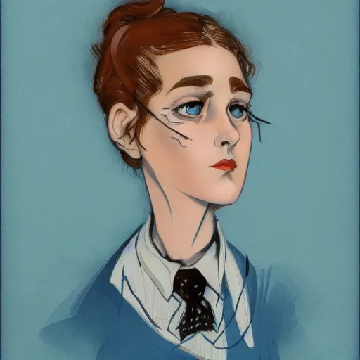 Prompt: a portrait in the style of charles dana gibson and in the style of peter mohrbacher. big blue eyes.