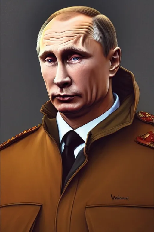 Image similar to vladimir putin as a character from the simpsons, realistic portrait, symmetrical, highly detailed, digital painting, artstation, concept art, smooth, sharp focus, illustration, cinematic lighting, art by artgerm and greg rutkowski and alphonse mucha