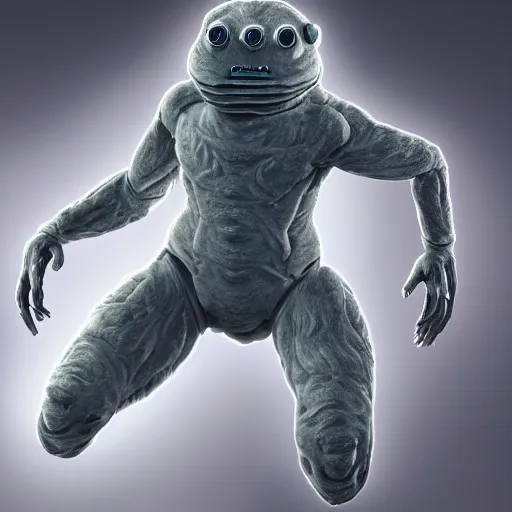 Image similar to a humanoid tardigrade in a dynamic pose. character design. gesture drawing. line of action. official art, unreal engine 5, unreal engine. tetsuya nomura. medium shot. ray tracing hdr. 8 k. uhd. sharp focus. highly detailed. masterpiece. anime render. cinematic lighting. lifelike. symmetrical. beautiful.