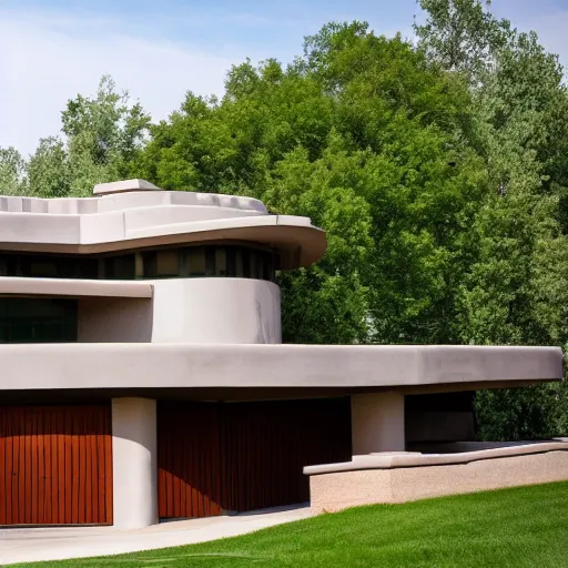 Image similar to 4K uhd photo of house designed by Frank Lloyd Wright