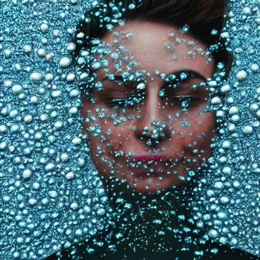 Image similar to portrait photo of woman with vortex marbles instead of eyes