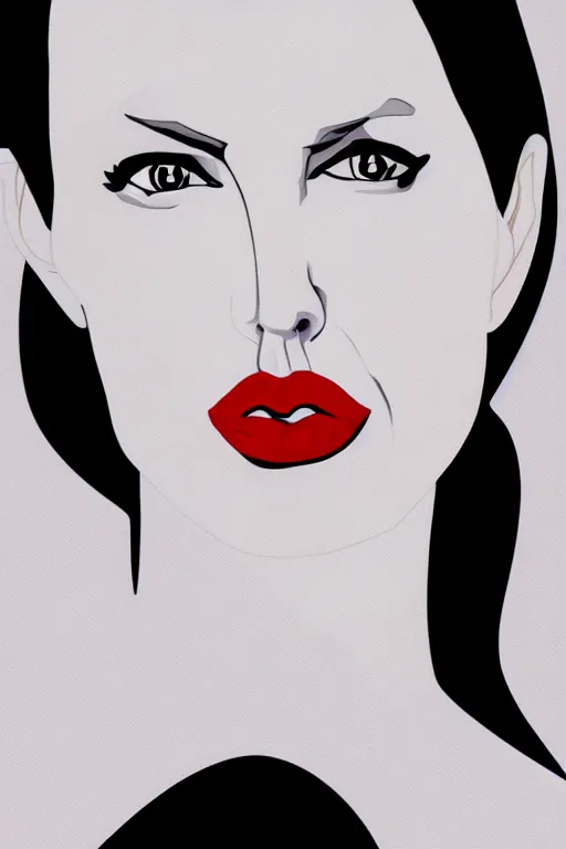 Image similar to digital illustration of Angelina Jolie by Patrick Nagel artist