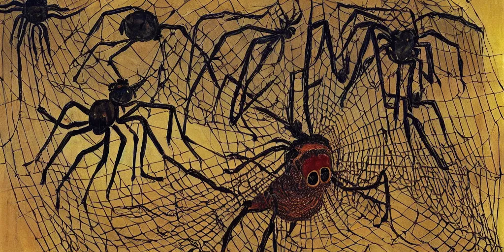 Prompt: A man trapped in a spider's net, painted by Salvador dali-H 1024