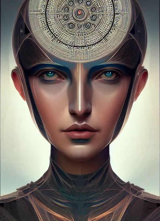 Image similar to symmetry!! portrait of female android, intricate, elegant, highly detailed, digital painting, artstation, concept art, smooth, sharp focus, illustration, art by fra angelico