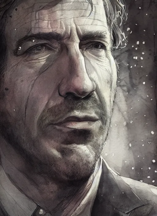 Prompt: portrait, Saul Goodman in the Last of Us universe, watercolor, dramatic lighting, cinematic, establishing shot, extremely high detail, foto realistic, cinematic lighting, pen and ink, intricate line drawings, by Yoshitaka Amano, Ruan Jia, Kentaro Miura, Artgerm, post processed, concept art, artstation, matte painting, style by eddie mendoza, raphael lacoste, alex ross