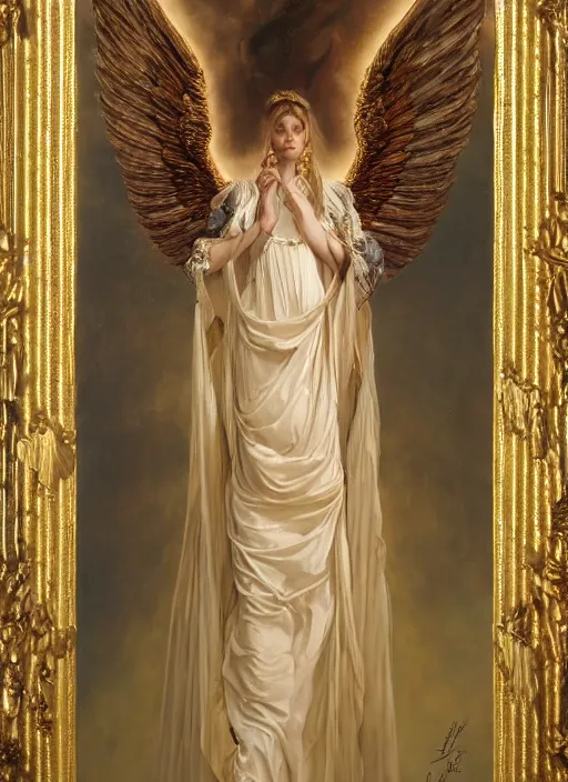 Image similar to highly detailed oil painting | very intricate | cinematic lighting | award - winning | divine sixtine chapel angelic ceremonial fashion by alexander mcqueen | by roberto ferri, by tom bagshaw, by j. c. leyendecker and klimt, american romanticism, by austin osman spare, artstation, cgsociety, official art, octane