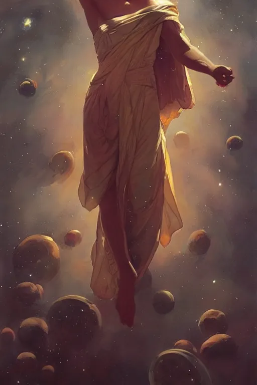 Prompt: space, buddhism, taoism, painting by greg rutkowski, j. c. leyendecker, artgerm