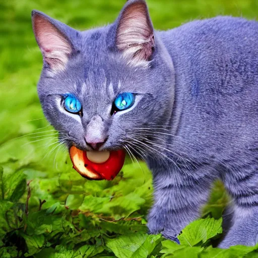 Image similar to a hungry blue cat