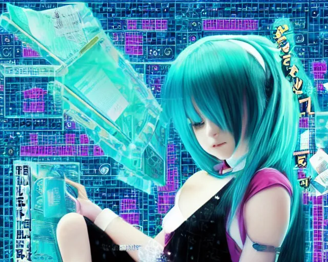 Image similar to fractal hatsune miku playing tetris, romance novel cover, cookbook photo, in 1 9 9 5, y 2 k cybercore, industrial photography, still from a ridley scott movie