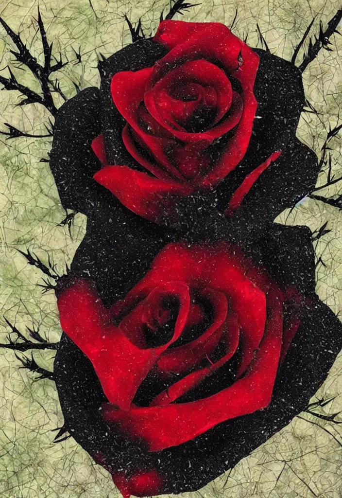 Image similar to a beautiful black rose with blood - stained thorns