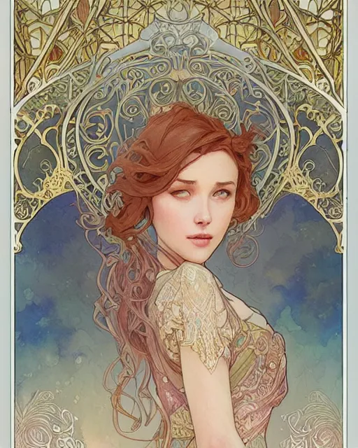 Image similar to secret romance, highly detailed, very intricate, art nouveau, gold filigree, romantic storybook fantasy, soft cinematic lighting, award - winning, disney concept art watercolor illustration by mandy jurgens and alphonse mucha and alena aenami, pastel color palette, featured on artstation