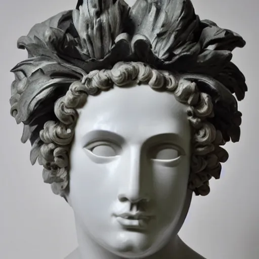 Prompt: antinous wearing venetian masquerade mask, symmetry, reflecting flower