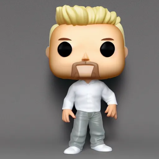 Prompt: funko pop, white man with blonde hair, 3d character model, funko pop, white background