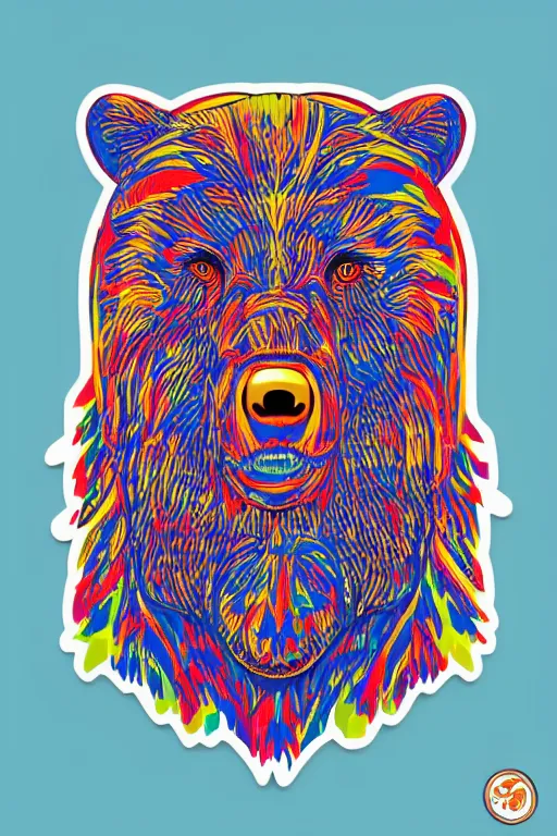 Image similar to portrait of a war bear, art by kiko rodriguez, sticker, colorful, illustration, highly detailed, simple, smooth and clean vector curves, no jagged lines, vector art, smooth