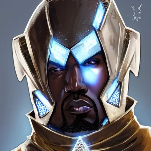 Image similar to Kanye West dressed in diamond armor, by Stanley Artgerm Lau, WLOP, Rossdraws, James Jean, Andrei Riabovitchev, Marc Simonetti, Yoshitaka Amano, ArtStation, CGSociety,