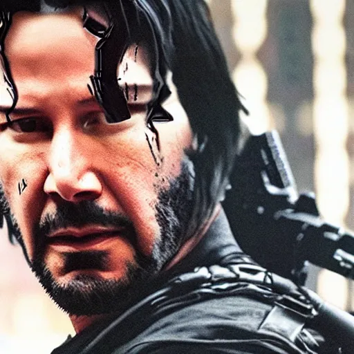 Image similar to Keanu reeves as the punisher 4K quality Photorealism