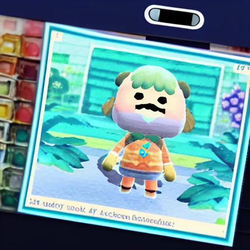 Image similar to highly intricate interlocking tiny aqua blue faces, watercolor animal crossing screenshot