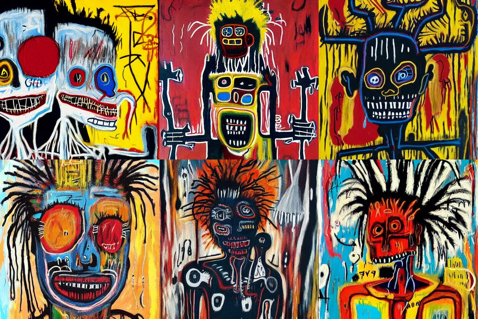 Image similar to extremely highly detailed scary African voodoo paintings by Jean-Michel Basquiat