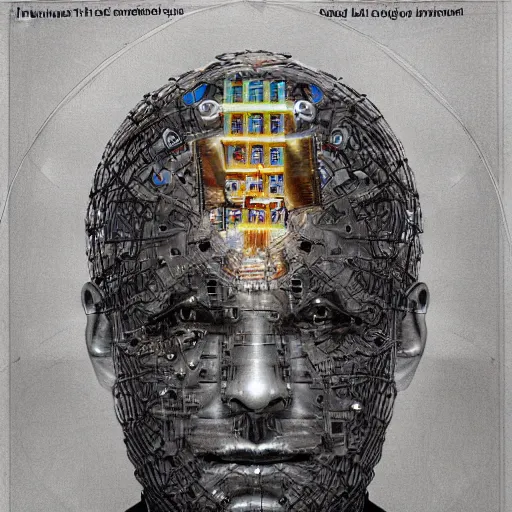 Image similar to lost in the mind of a quantum god head machine hyperdetailed surrealism